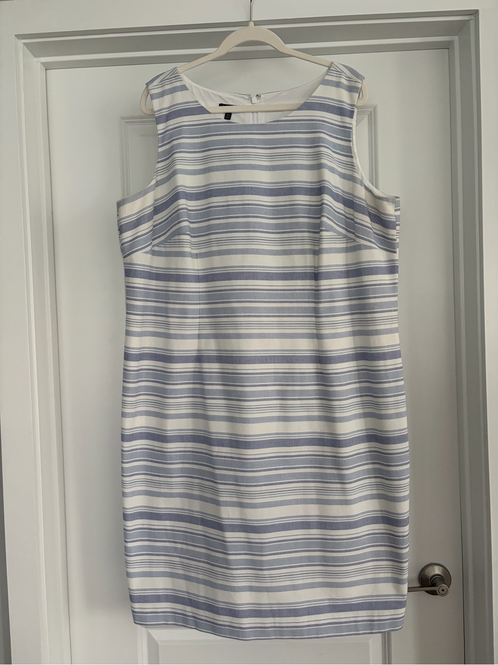 Talbots Blue and White Striped Sleeveless Shift Dress